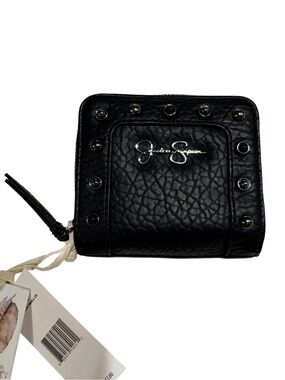 Jessica Simpson Glenda Small Zip Wallet Black Studded NWT